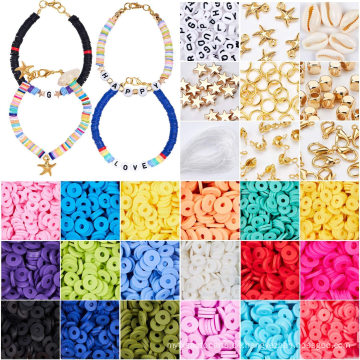 Kunststoffboxen Schmuckfunde Werkzeugzubehör Set Polymer 6mm Flachton -Abstandshalle Perle für Knöchelarmband Halskette DIY MAKE MAKE MAKE MAKE